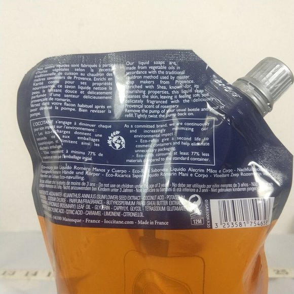 L'occitane ROSEMARY Hand & Body Liquid Soap Refill 500ML New - Picture 4 of 5